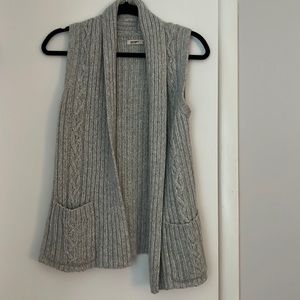 Open front cable knit sweater vest